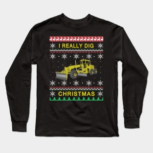 I Really Dig Christmas Big Rig Kids Long Sleeve T-Shirt